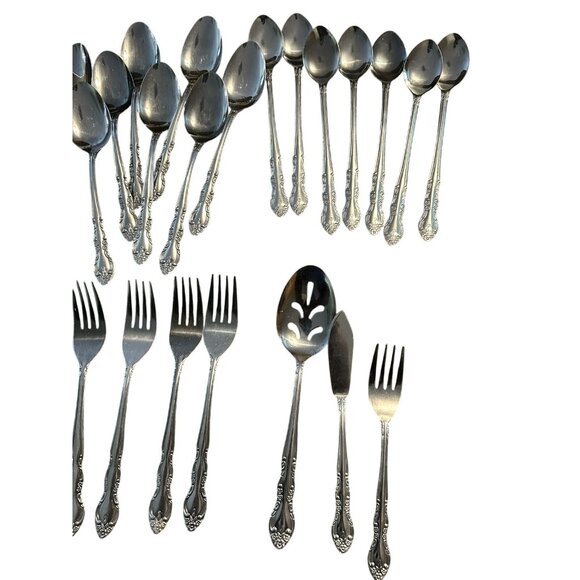 Vtg Imperial International Fleurette Stainless Steel Flatware Set 36 Piece Korea - Picture 5 of 6